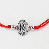PULSERA HILO ROJO NUESTRA SEÑORA GUADALUPE OVAL SILVER
