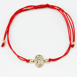 PULSERA HILO ROJO NUESTRA SEÑORA GUADALUPE OVAL GOLD