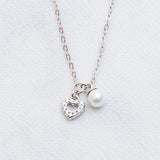 COLLAR MINI CORAZON PEARL SILVER