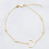 PULSERA CORAZON CALADO GOLD