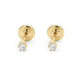 ARETE ABRIDOR DE ZIRCÓN BLANCO 2.5 MM EN ORO 18K PARA RECIEN NACIDA