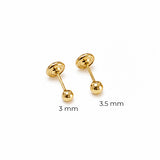 ARETE ABRIDOR DE BOLITA 3 MM - 3.5 MM EN ORO 18K PARA RECIEN NACIDA