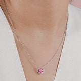 COLLAR CORAZON ROSADO SILVER