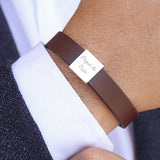 PULSERA CUERO CLASSIC SILVER