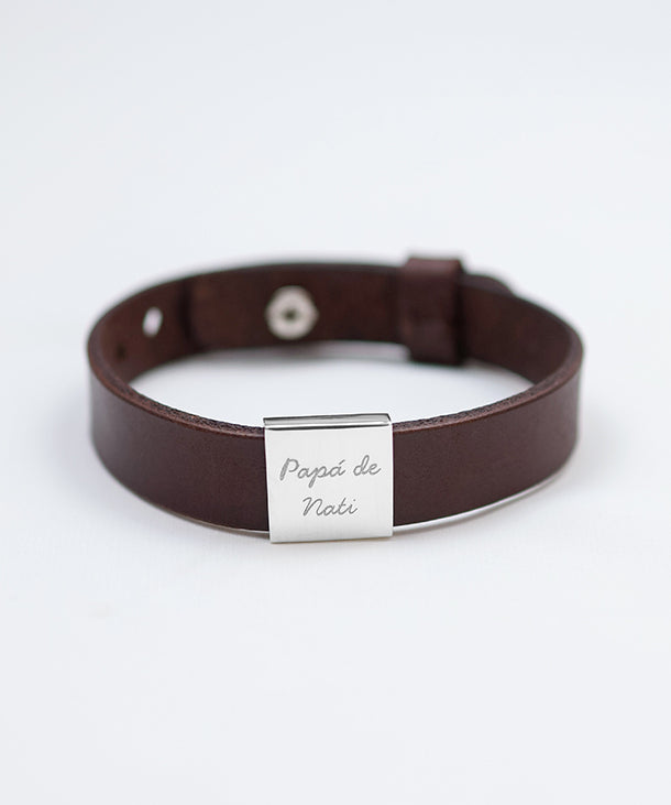 PULSERA CUERO CLASSIC SILVER