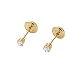 ARETE ABRIDOR DE ZIRCÓN BLANCO 2.5 MM EN ORO 18K PARA RECIEN NACIDA