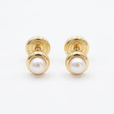 ARETE ABRIDOR DE PERLA BISELADA 5MM EN ORO 18K PARA RECIEN NACIDA