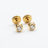 ARETE ABRIDOR DE PIEDRA BISELADA 4MM EN ORO 18K PARA RECIEN NACIDA