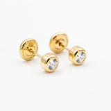 ARETE ABRIDOR DE PIEDRA BISELADA 4MM EN ORO 18K PARA RECIEN NACIDA