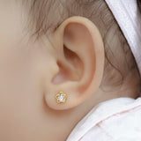 ARETE ABRIDOR FLOR LUZ ORO 18K